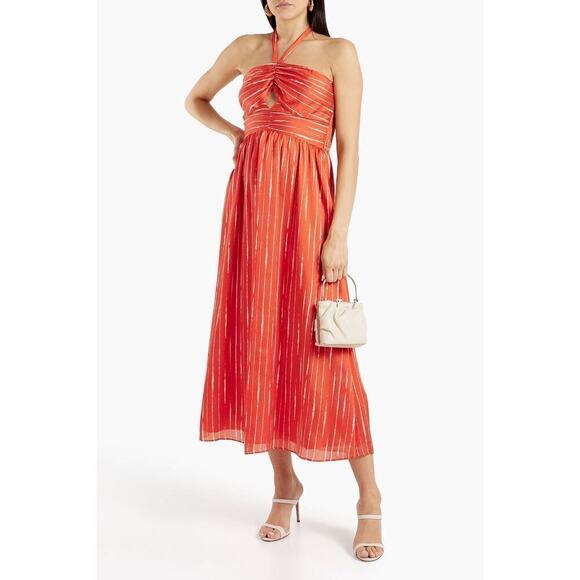 Sachin + Babi Dresses & Skirts - Sachin & Babi Reid Halterneck Midi Dress – Striped Georgette – Size 6 NWT